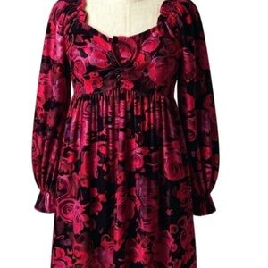 Chelsea & Violet Vibrant Red and Black Patterned Dress